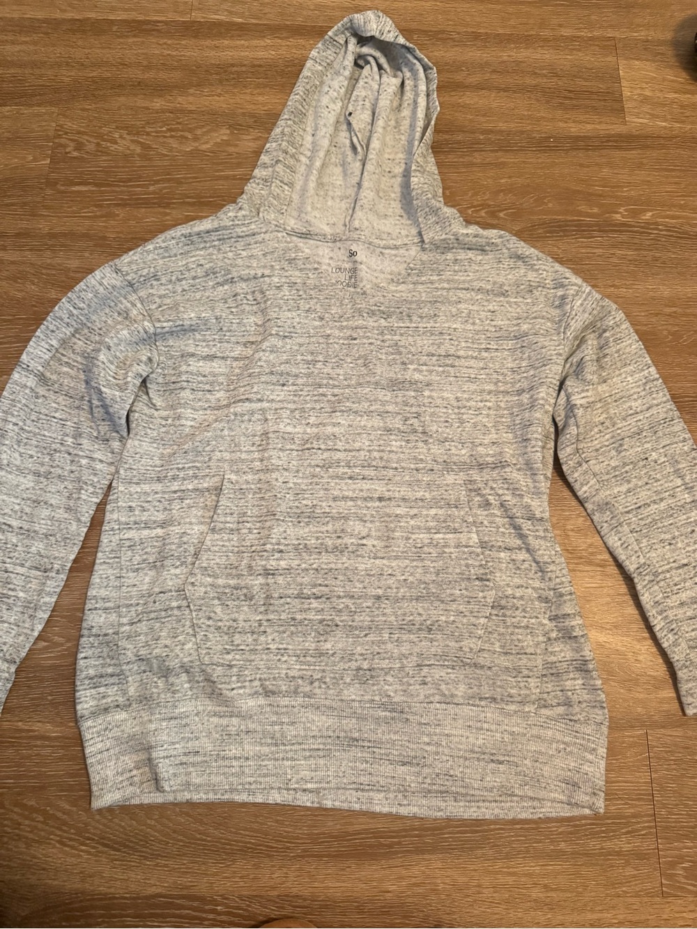 SO Lounge Life Women's Gray Heather Pullover Hoodie Pockets XL